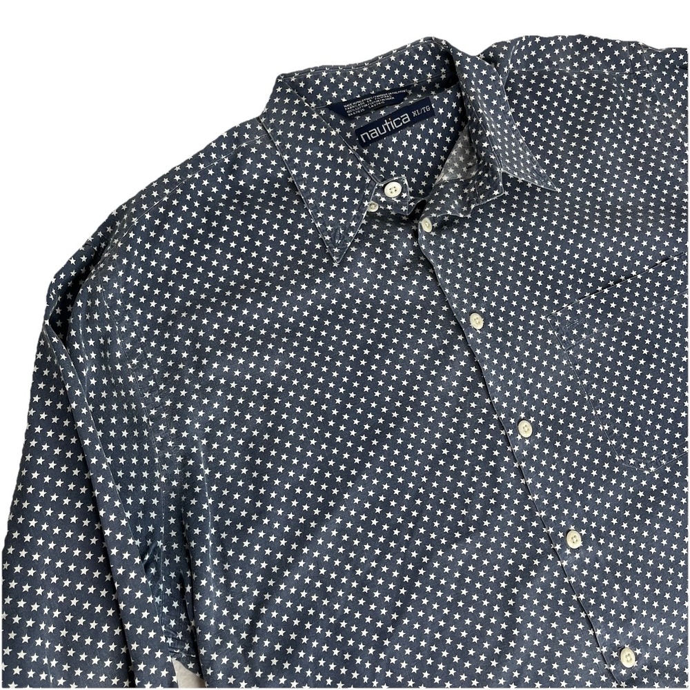 Nautica Men's Navy Star-Print Button-Down Shirt